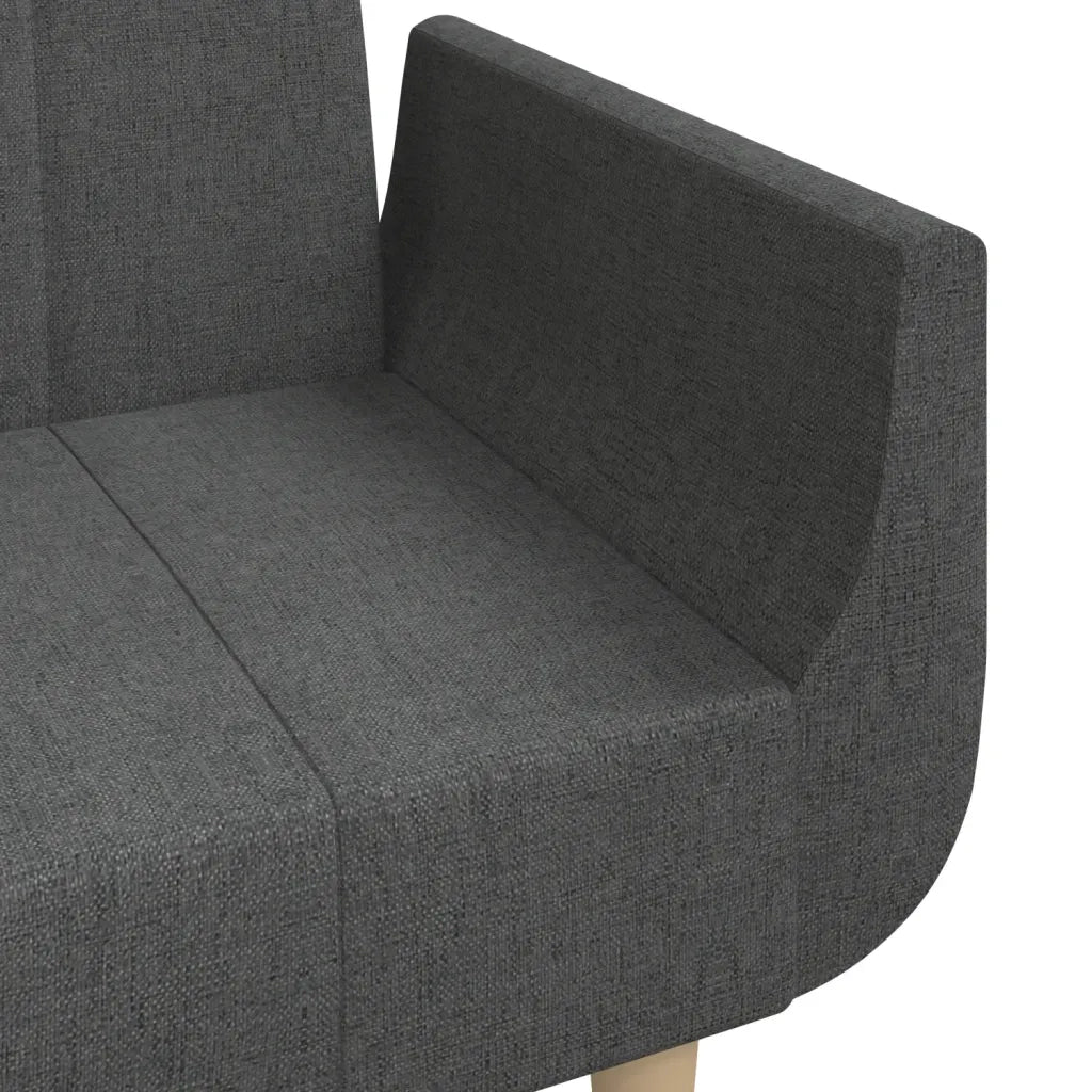 Divano Letto a 2 Posti con 2 Cuscini Grigio Scuro in Tessuto 375870