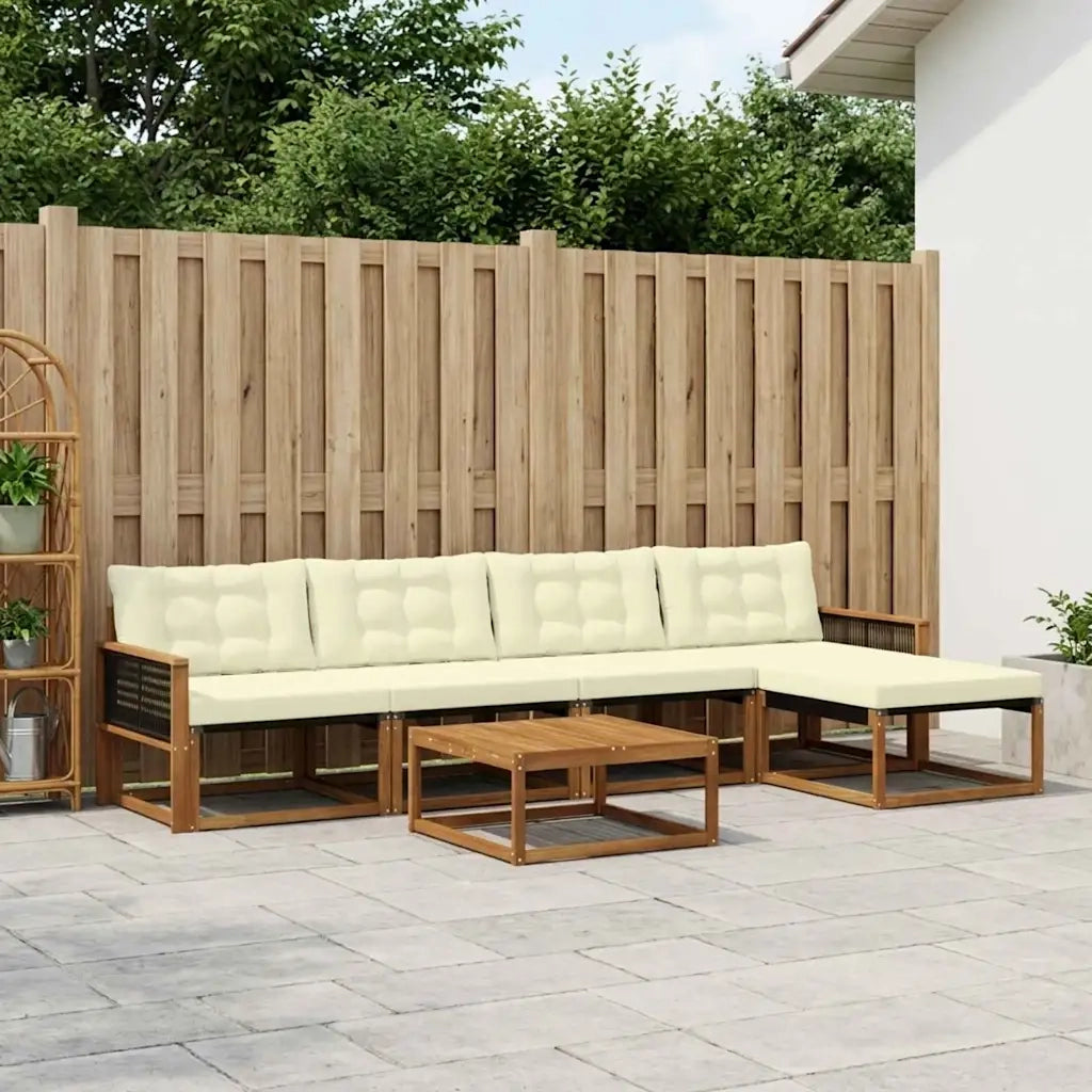Set di divani da esterno con cuscino 6 pcs Naturale e Crema