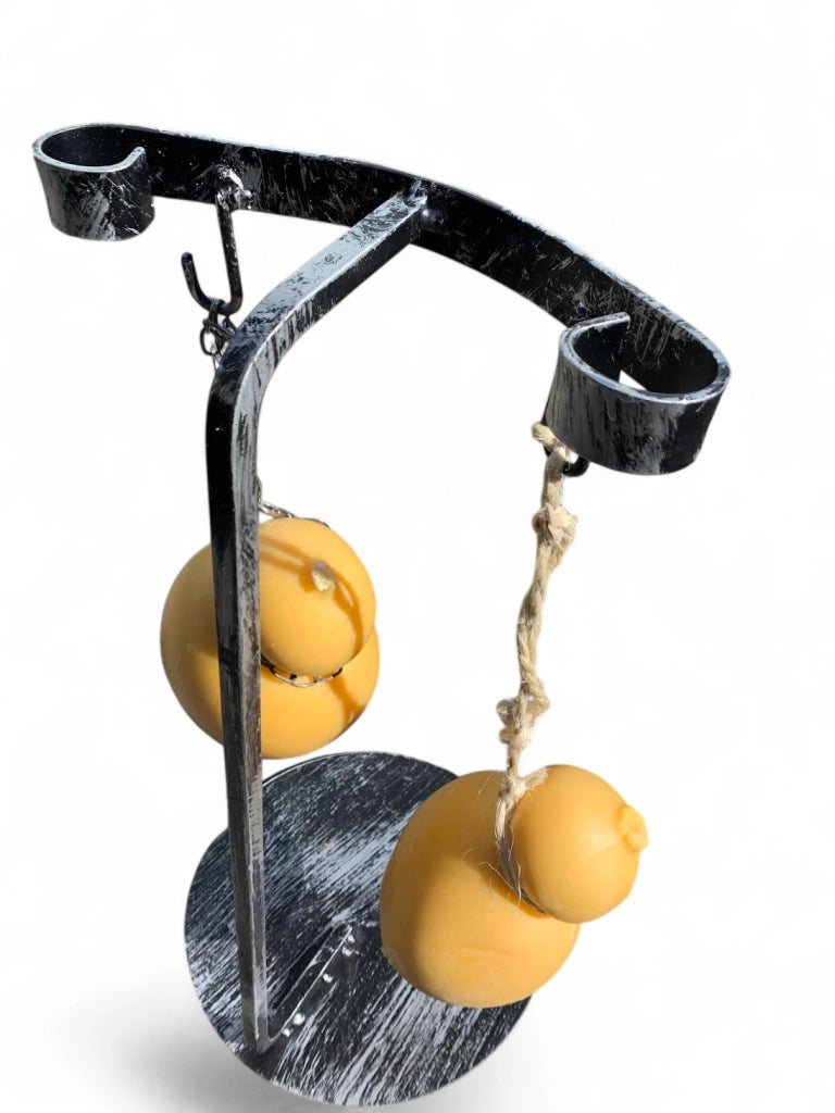 Supporto per Caciocavallo in Ferro, Altezza 55 cm, Diametro 33 cm, per Barbecue, Caciocavallo Fuso
