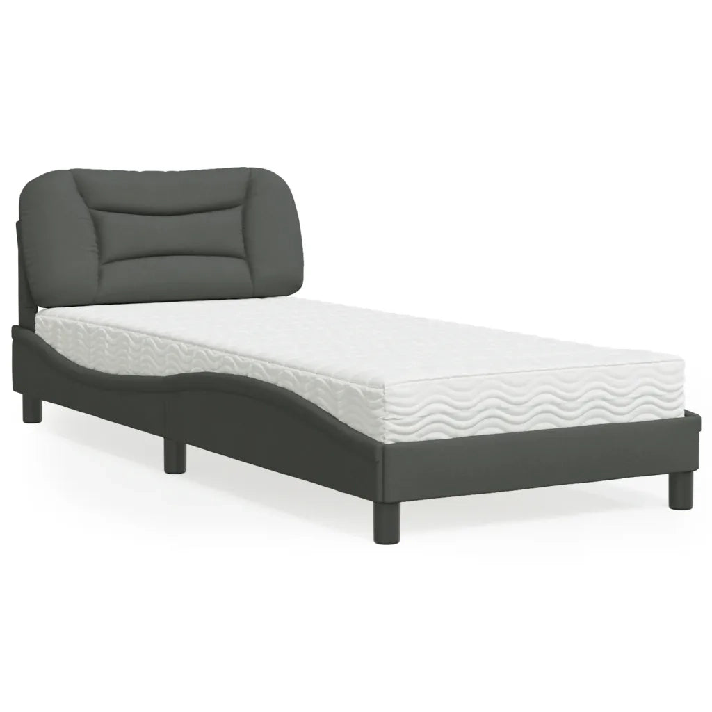 Letto con Materasso Hvar Grigio Scuro 80x200 cm in Tessuto