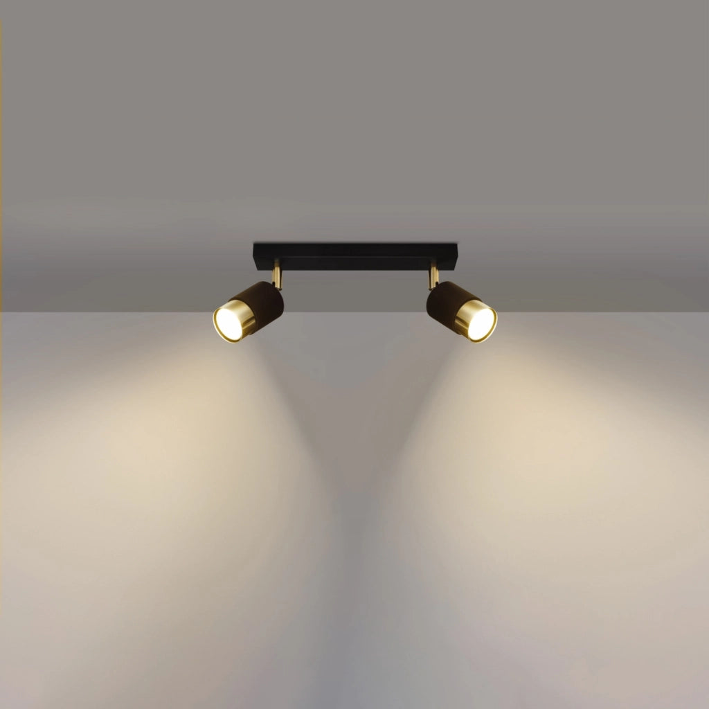 Faretto soffitto nero-oro barra doppia 2xGU10 Pure Lume