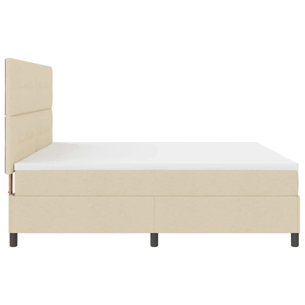 Letto a molle con materasso con led Crema 200 x 200 cm Tessuto