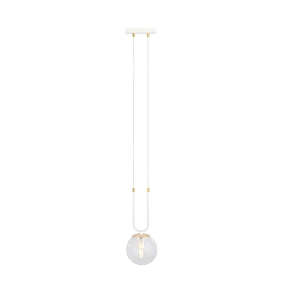 Lampada a sospensione GLAM in acciaio bianco con dettagli dorati