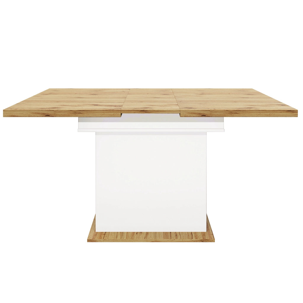 Tavolo allungabile in MDF con spazio contenitore e soft close, per cucina e soggiorno, bianco, 110-140 × 80 × 75 cm