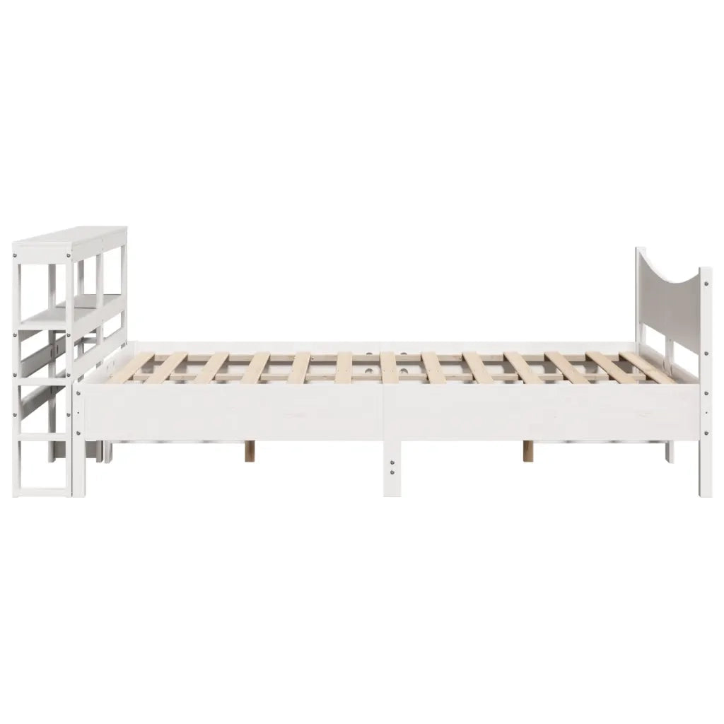 Giroletto con Testiera Bianco 140x200 cm Legno Massello di Pino