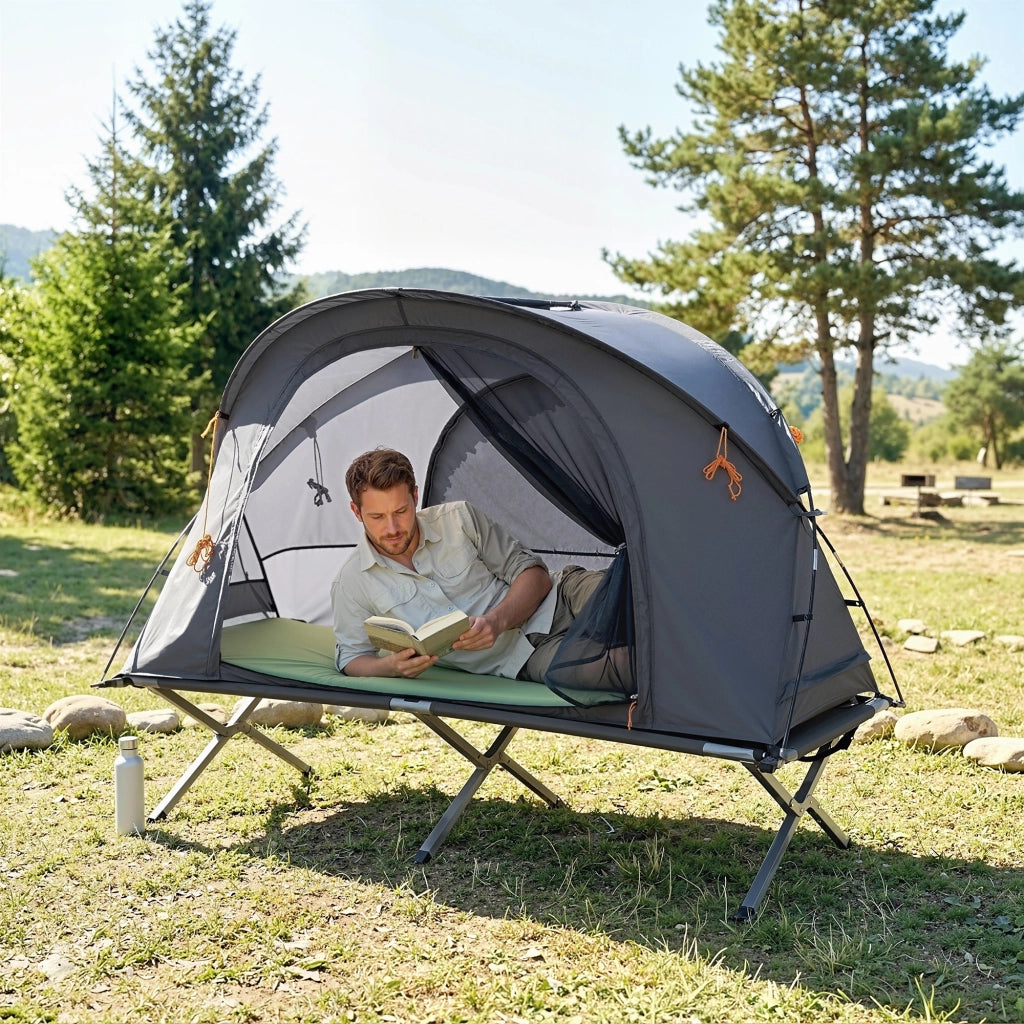 Letto da campeggio 3 in 1 con tenda e materasso ¨C zephmum ¨C singolo