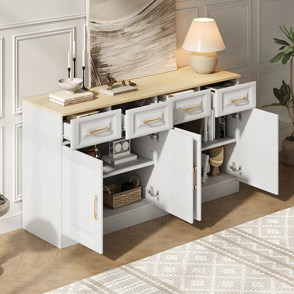 Buffet rurale - Xylo - 4cass+4porte legno bianco 140cm