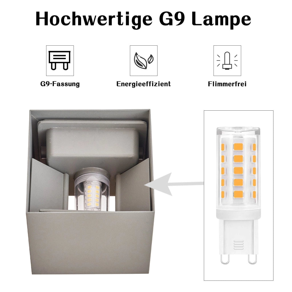 ZMH Lampada da parete LED interna Lampada da parete per esterno grigia Lampada da parete per esterno IP65 3000K