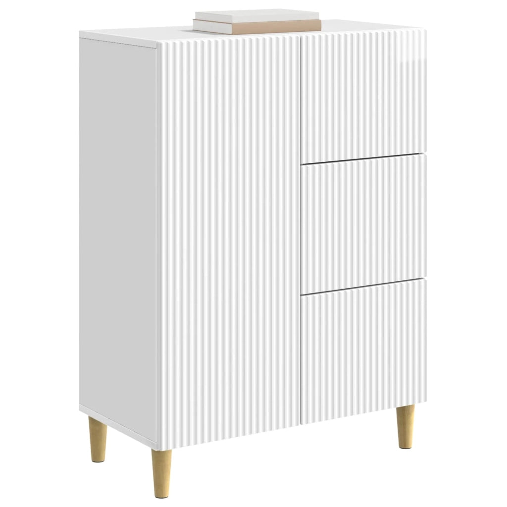 Credenza Bianco Lucido 66 x 34,5 x 90 cm Legno ingegnerizzato