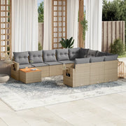 Set Divani da Giardino 11 pz con Cuscini Beige in Polyrattan 3224750