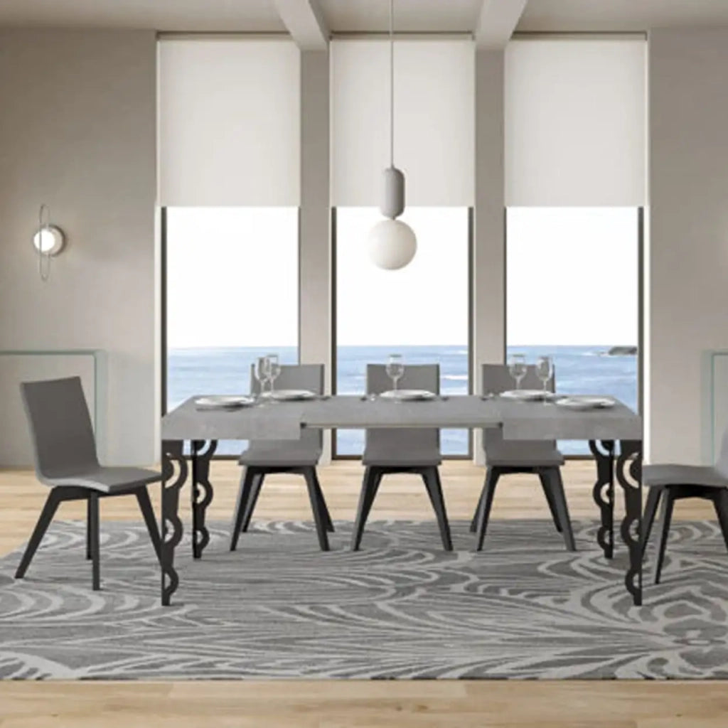 Tavolo allungabile 140/224x80cm Karamay colore cemento gambe antracite