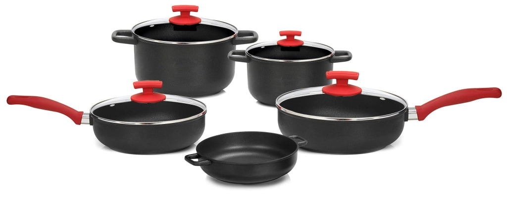 Batteria di Pentole 9 Pezzi in Alluminio Pressofuso Antiaderente Olympia Love