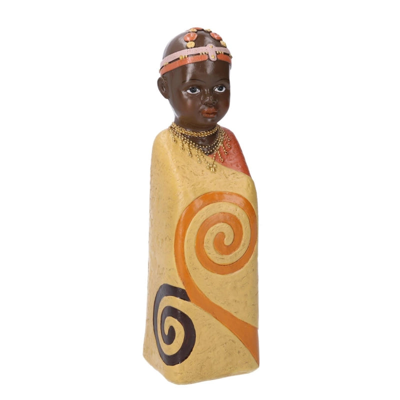 Statua ceramica bimbo africa giallo cm 8x8h26,5