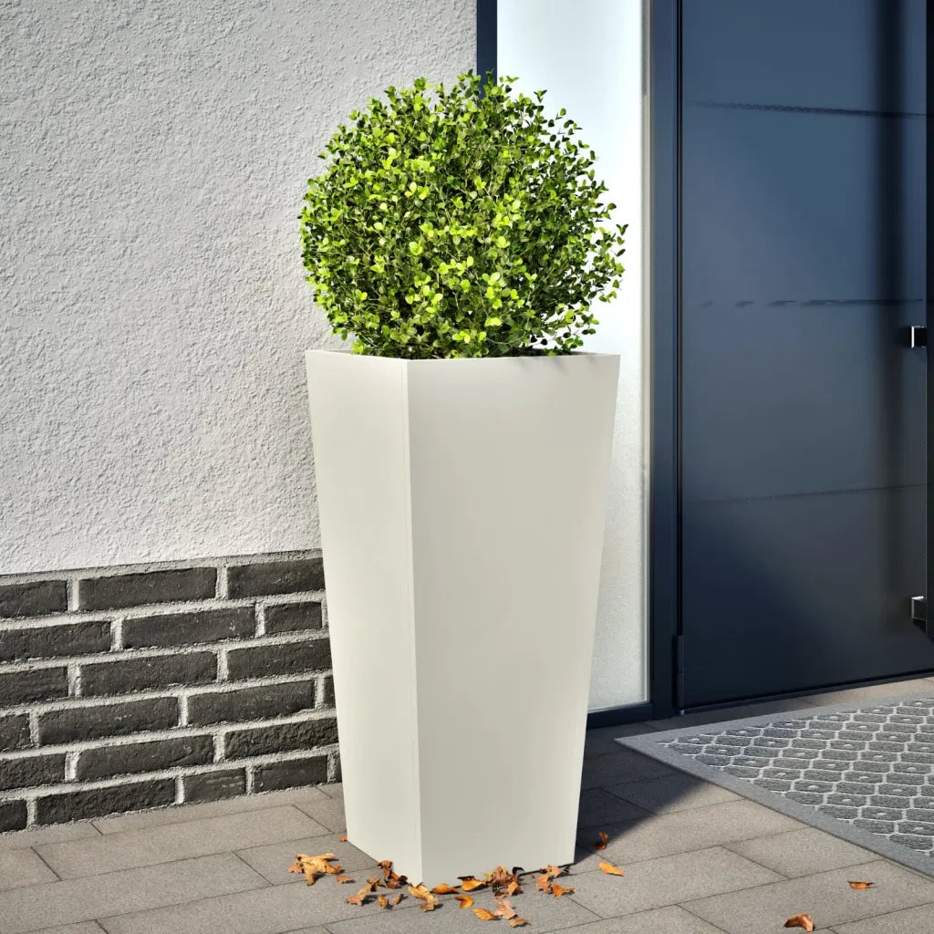 Fioriera | Cassetta per fiori | Vaso da Giardino Bianca 35x35x75 cm in Acciaio