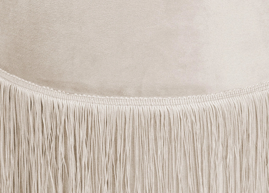 Pouf Salotto/Camera Con Frangette Imbottito Modello Velvet Malibù Tinta Unita - Pouf - Beige