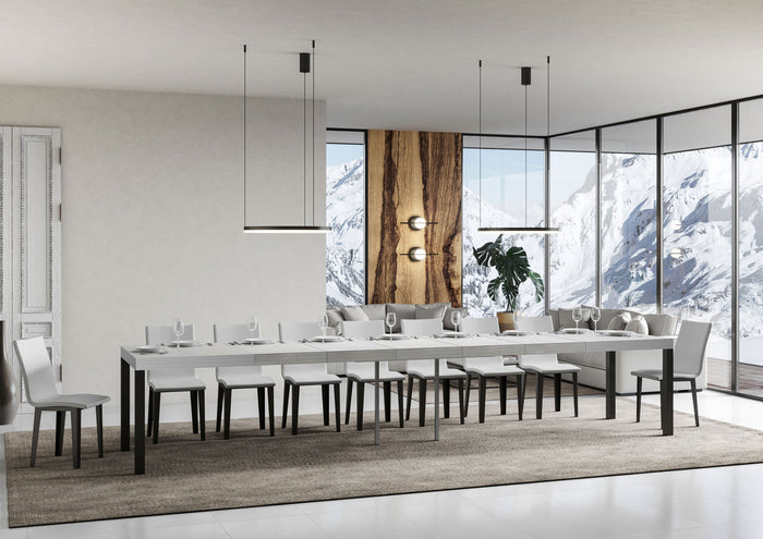 Tavolo Allungabile 120/380x90 cm Everyday Premium Bianco Frassino Gambe Antracite