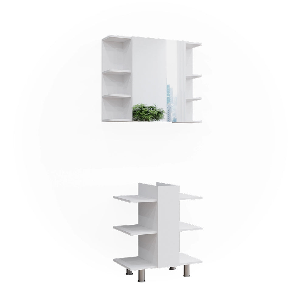 Vicco Set di mobili da bagno Bianco 2 parti, mobile lavabo e mobile specchio per bagno