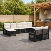 Set Divano da Giardino 9 pz Nero polyrattan 3436132