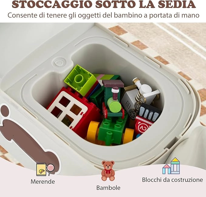 Macchina a Spinta per Bambini, Giocattolo Cavalcabile con Spazio Nascosto Luci Musica e Clacson, Macchina da Passeggio a Spinta con 4 Ruote, Regalo per Bambini 18+ Mesi (Bianco)