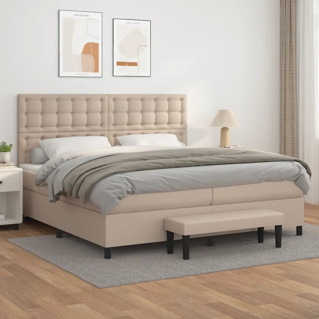 Giroletto a Molle con Materasso Cappuccino 200x200cm Similpelle 3137688