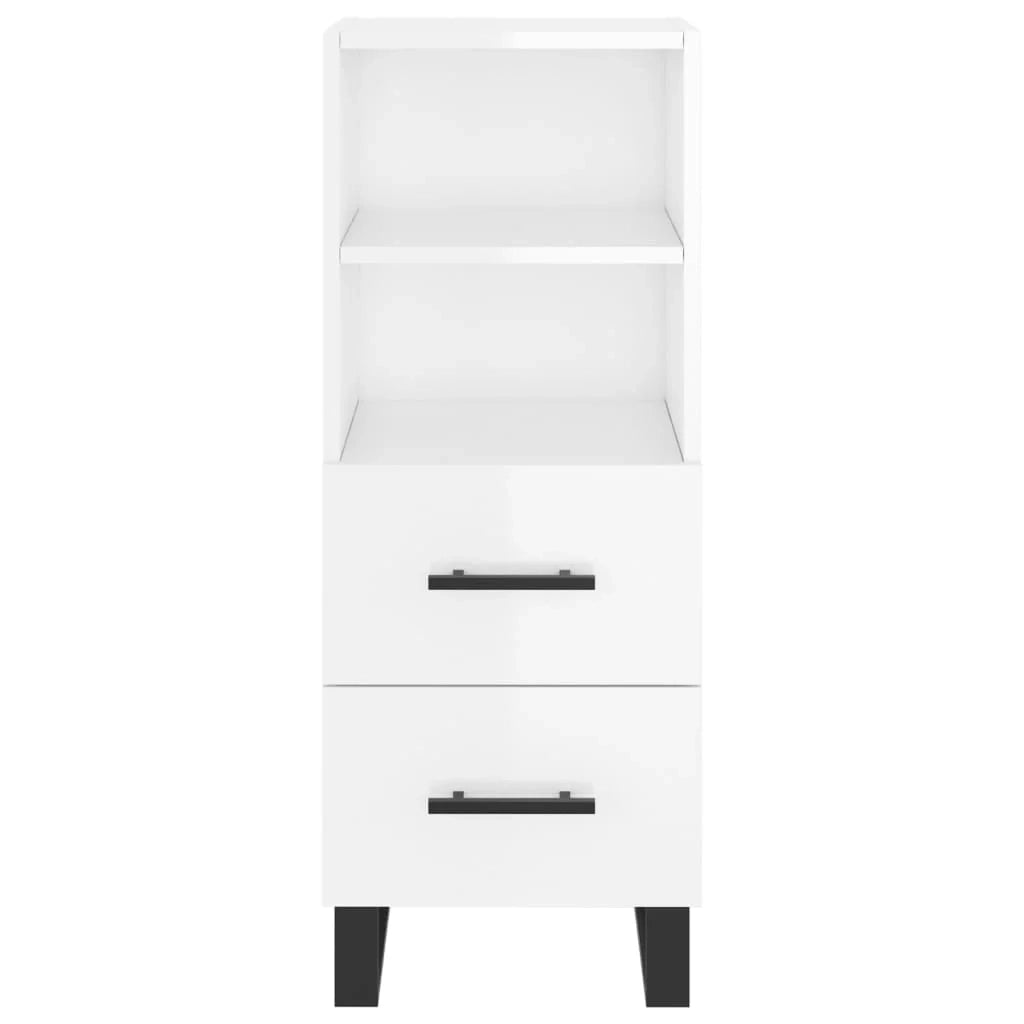 Buffet credenza cassettiera mobiletto mobile contenitore organizer per cucina soggiorno finitura lucida 34,5 x 34 x 90 cm legno ingegnerizzato bianco 02_0030633
