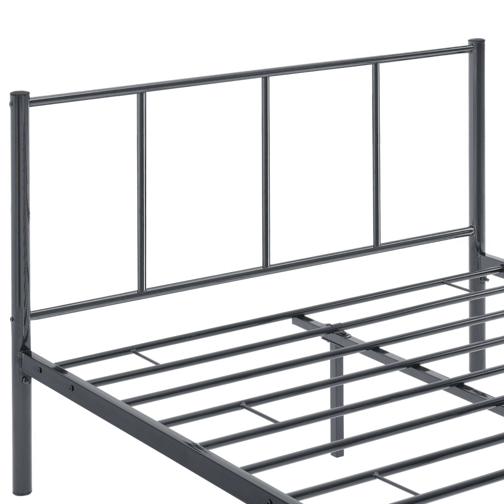 Struttura Letto Francese 140x200 cm in Acciaio con Testiera e Pediera - Grigio Scuro Opaco [en.casa]