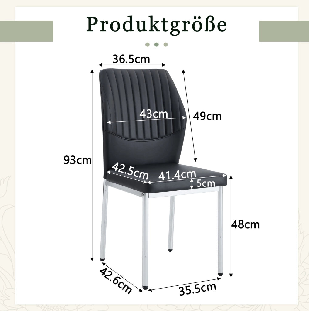Set di 4 sedie da pranzo nere e argento in PU