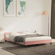 Giroletto con Testiera senza Materasso Rosa 140x190 cm Velluto 347572