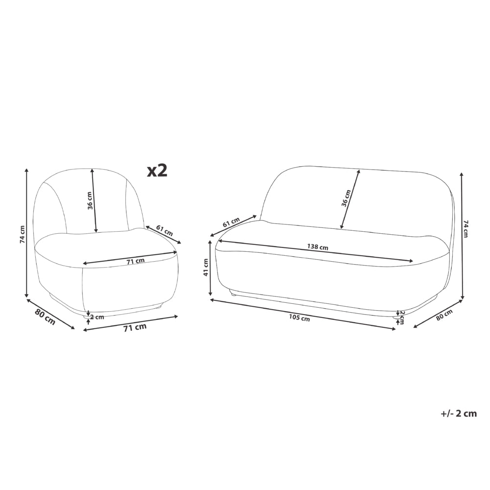 Set divano a 4 posti con poltrone e divanetto a due posti, tessuto idrorepellente verde chiaro, design contemporaneo retrò, schienale basso, salotto moderno e minimalista
