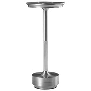Lampada da tavolo wireless in metallo argento per interni ed esterni con porta USB C ricaricabile