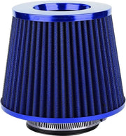 Kit di filtro d'aria a cono cilindrico rotondo da 63 mm con testa fungo - Blu - Sistema di aspirazione d'aria per prestazioni auto