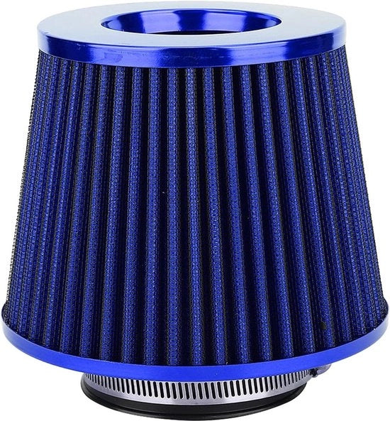 Kit di filtro d'aria a cono cilindrico rotondo da 63 mm con testa fungo - Blu - Sistema di aspirazione d'aria per prestazioni auto