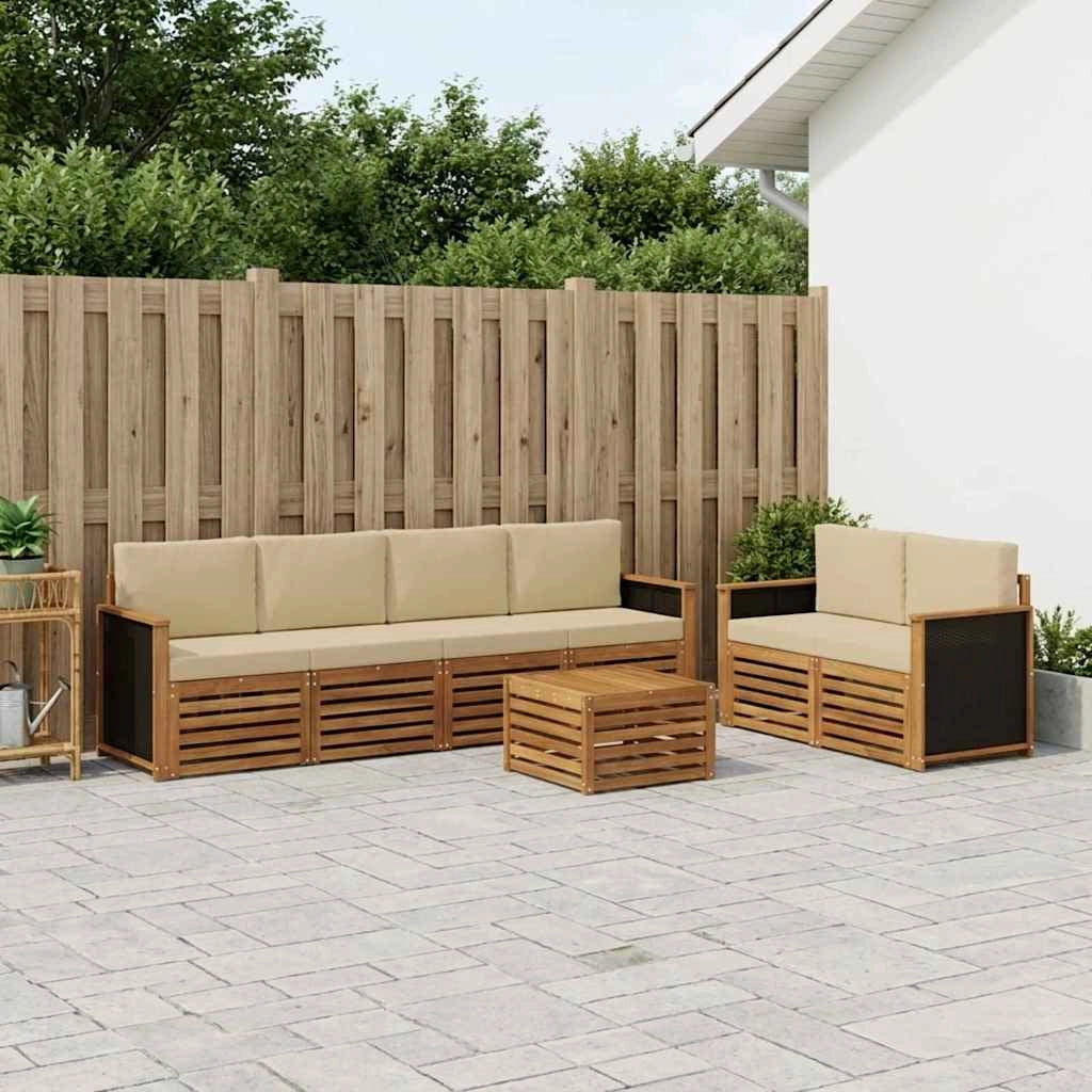 Set di divani da esterno 7 pz Naturale e Beige 3384044