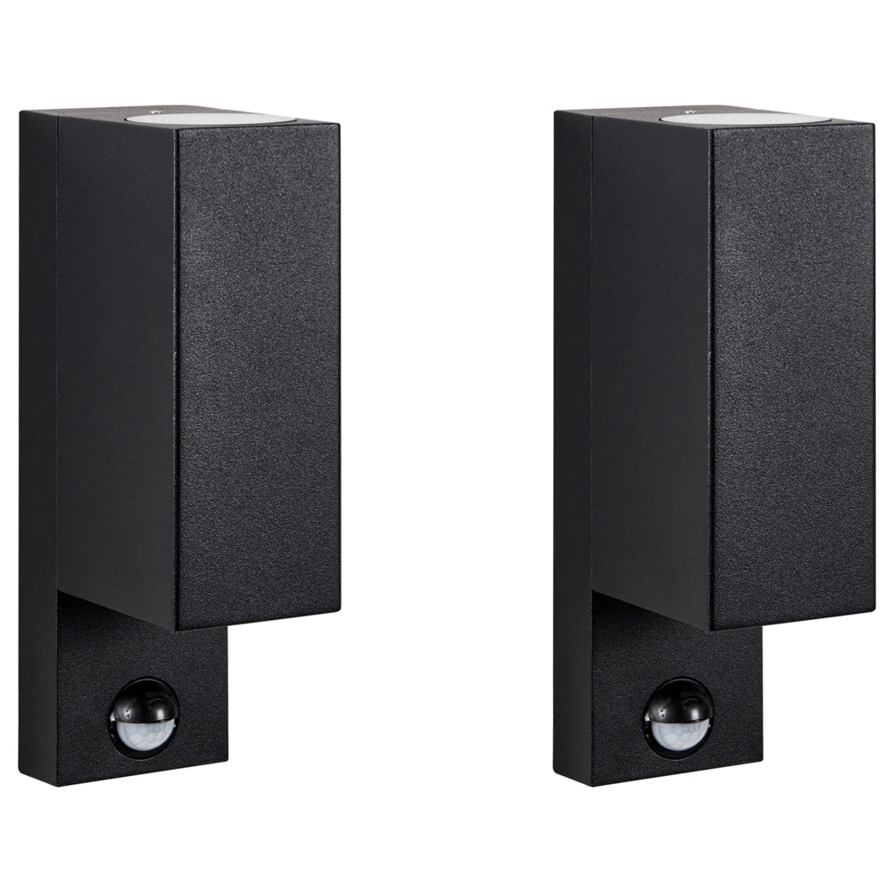 Set di 2 applique da esterno in alluminio nero con sensore di movimento - Illuminazione da esterno moderna