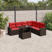 Set Divani da Giardino 7 pz con Cuscini Marrone in Polyrattan 3267304