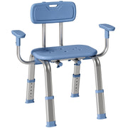 Sgabello Doccia Ergonomico con Braccioli e Schienale Regolabile ¨C Zephmum ¨C Blu