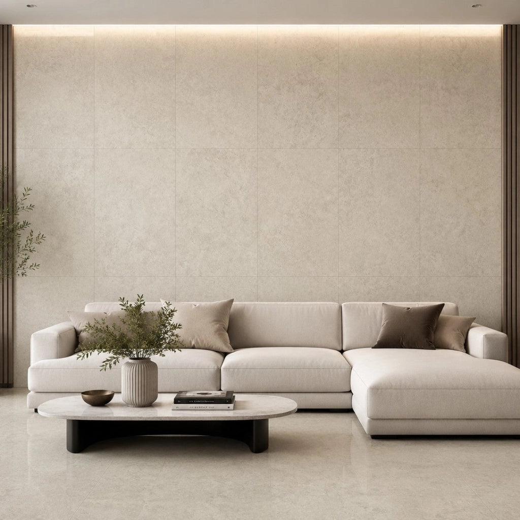 Set 22 Piastrelle Autoadesive per Pavimento e Parete 30x30 cm 2 mq in LTV PVC Effetto Marmo Beige