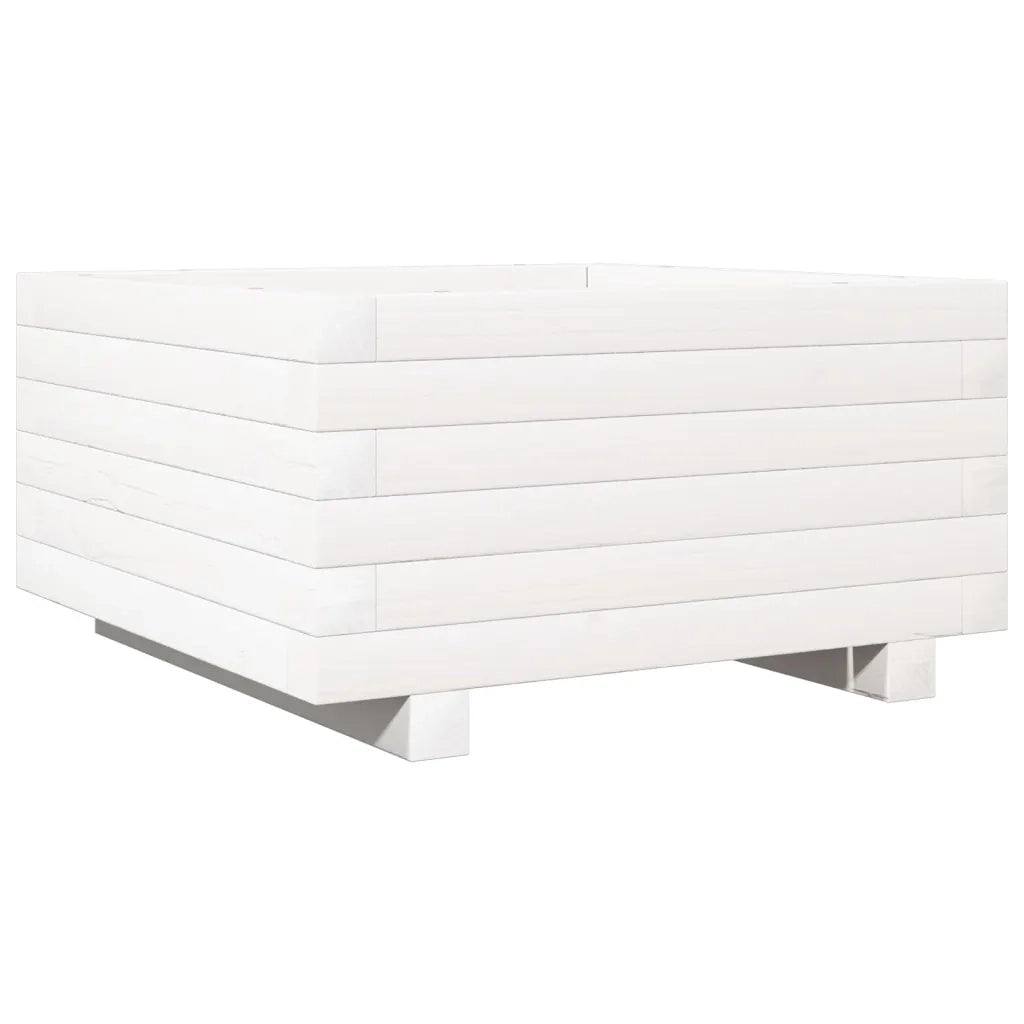 Fioriera da Giardino Bianca 50x50x26,5cm Legno Massello di Pino