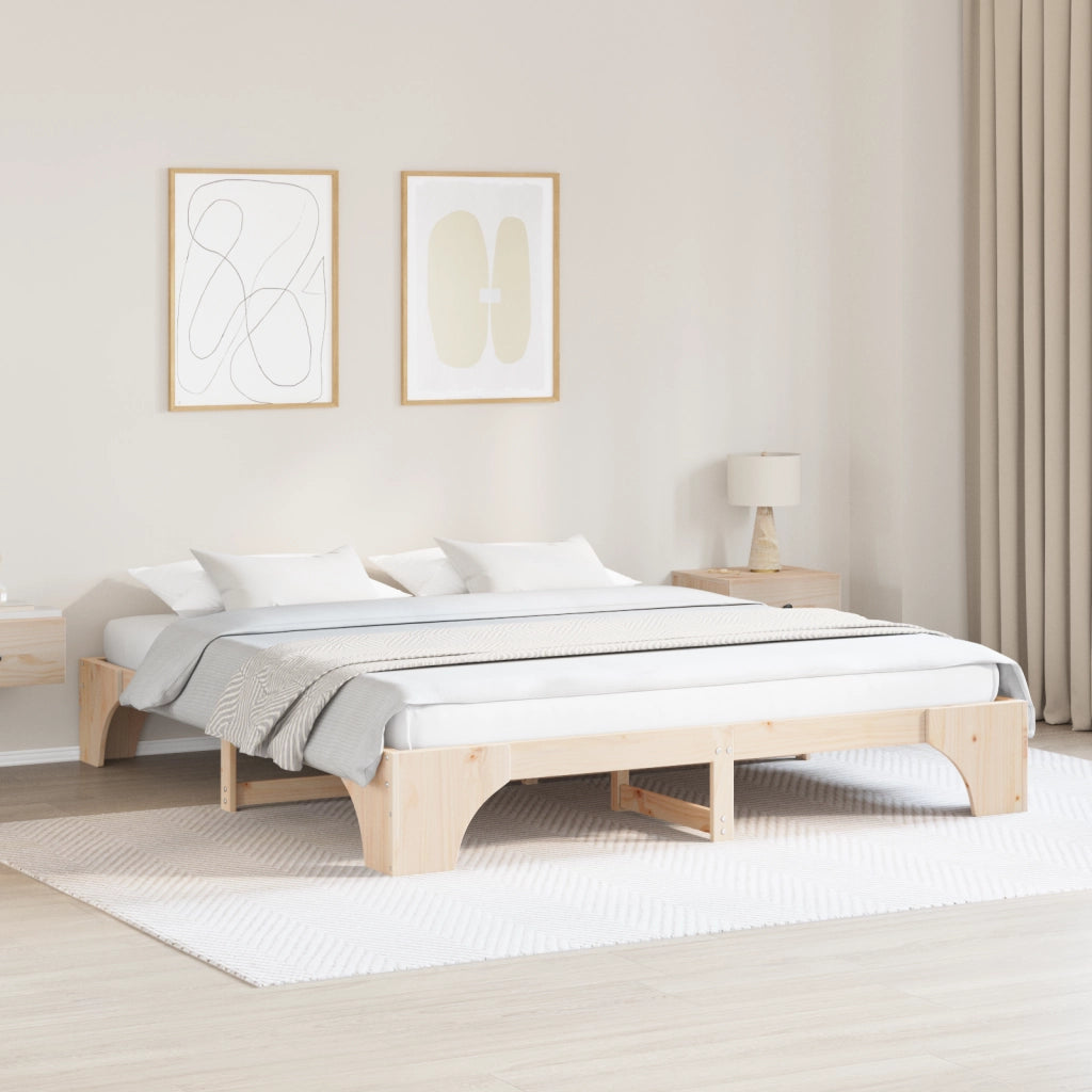 Struttura Letto Naturale Legno Massello di Pino 180 x 200 cm