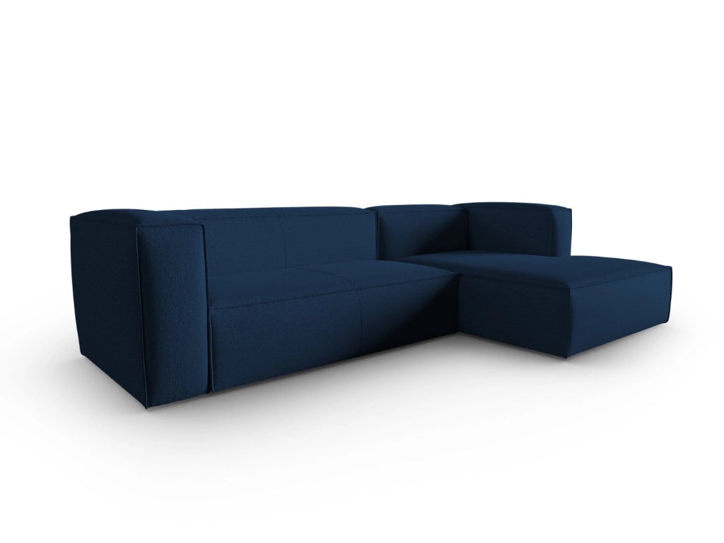 Cosmopolitan Design - Divano angolare destro "Mackay" 4 posti in velluto strutturato blu scuro 