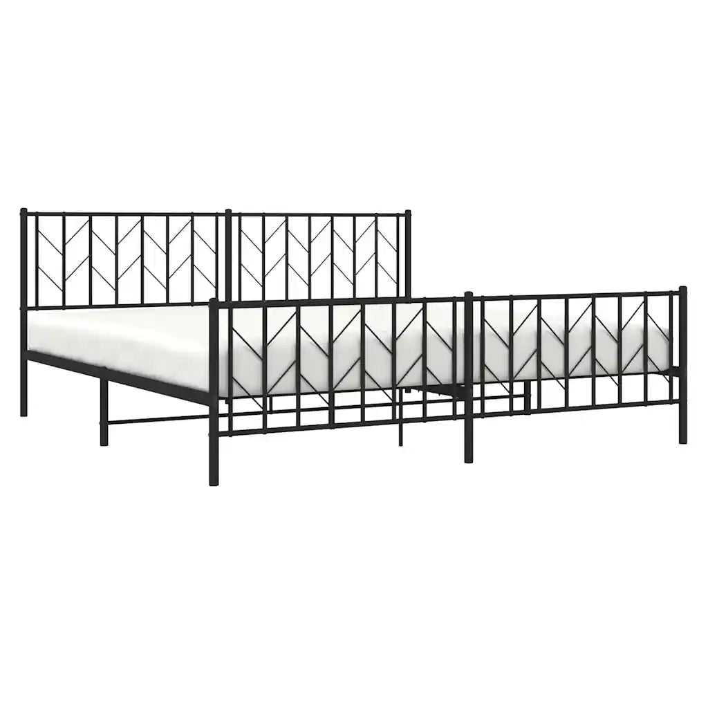 Giroletto con Testiera e Pediera-Struttura Letto Metallo Nero 193x203 cm 486139