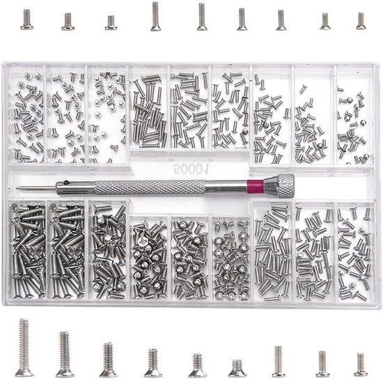 Kit di Viti di Riparazione Micro 500 pz M1.2 M1.4 M2 - Viti in Acciaio Inossidabile con Chiave a Lame