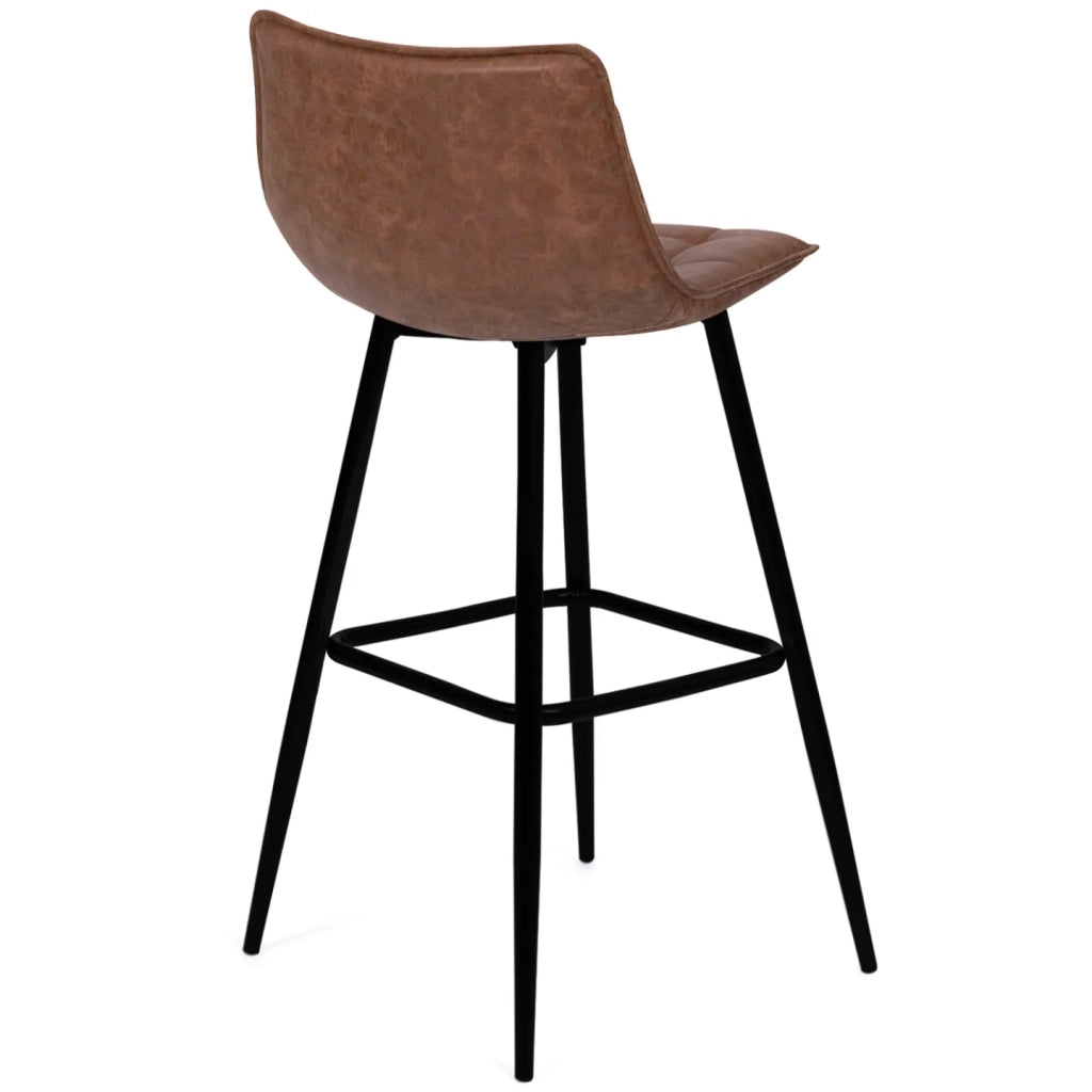 IDMarket - Set di 4 sgabelli da bar in velluto marrone vintage MADY