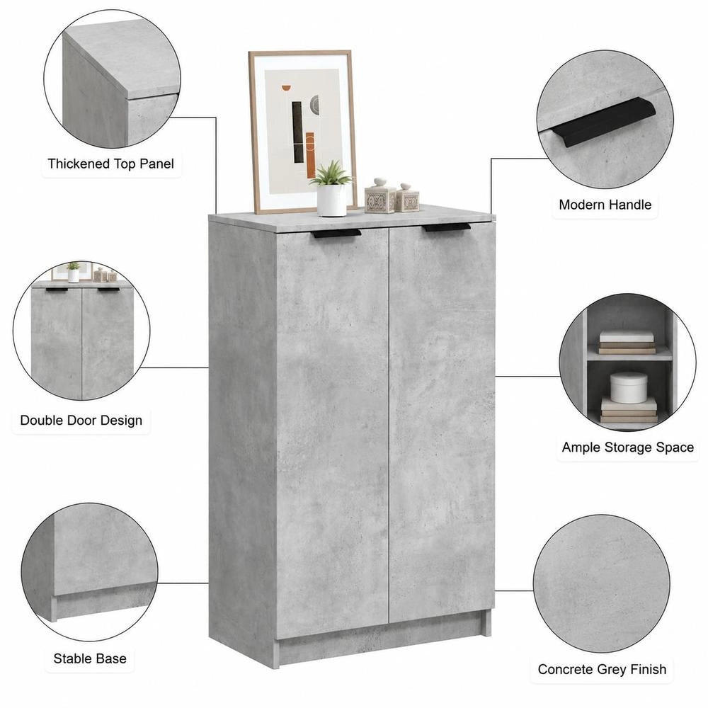 Shoe Cabinet, Concrete Grey, 59x35x100.5 Cm, Wood-based Material
