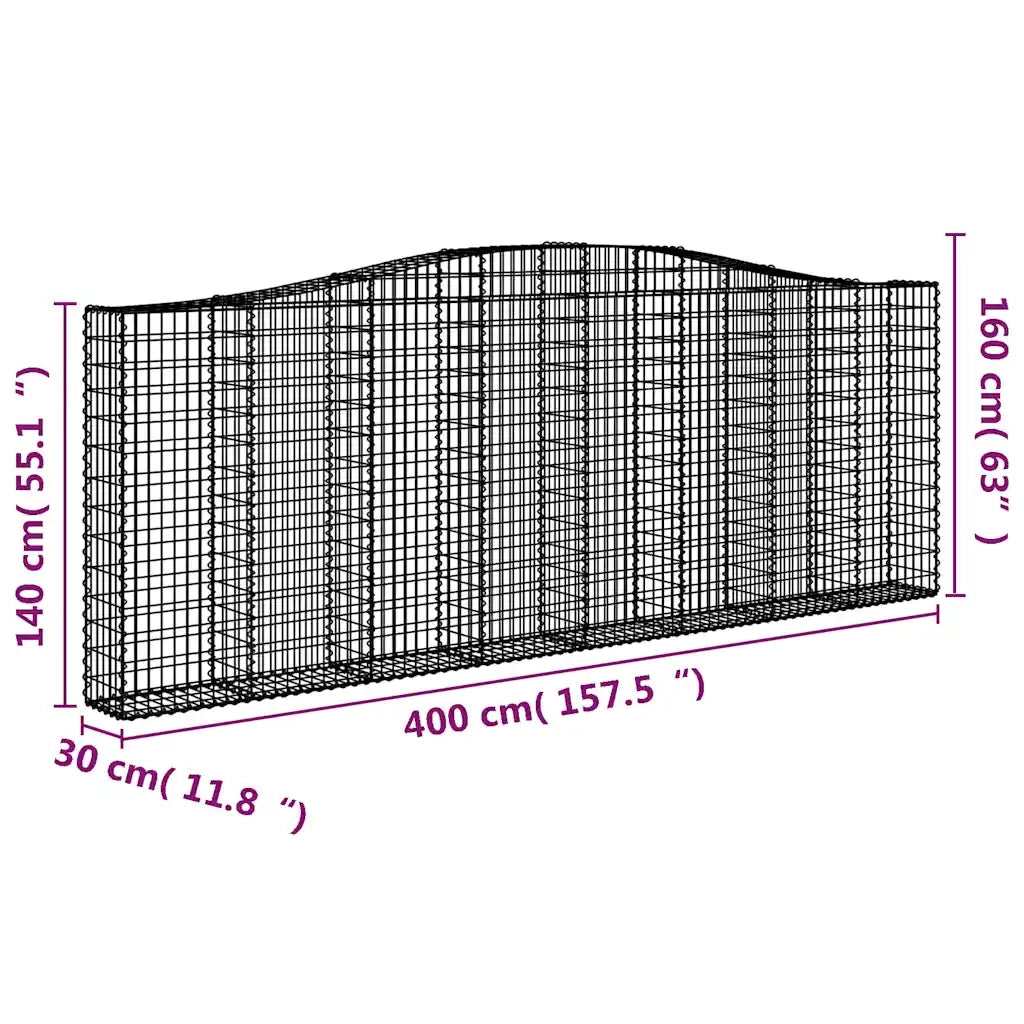 Cesti Gabbioni ad Arco 20 pz 400x30x140/160 cm Ferro Zincato 3145862