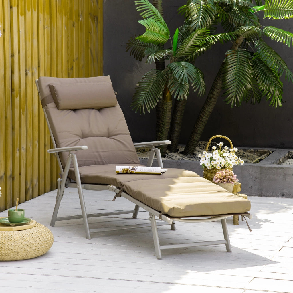 Sedia a dondolo pieghevole da giardino ¨C zephmum ¨C marrone 137x63,5x100,5 cm