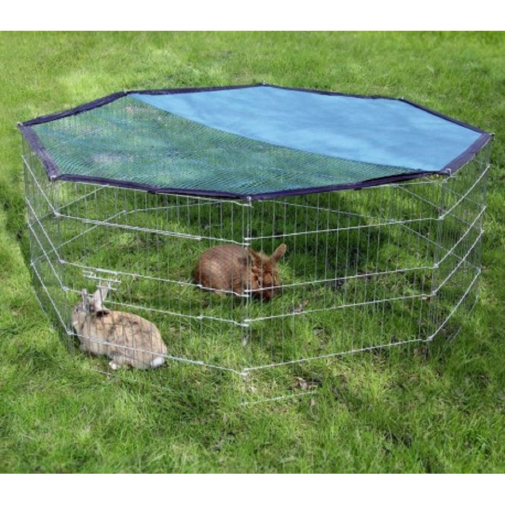 Trade Shop - Recinto Ottagonale Da Esterno Per Animali Piccola Taglia Con Parasole -