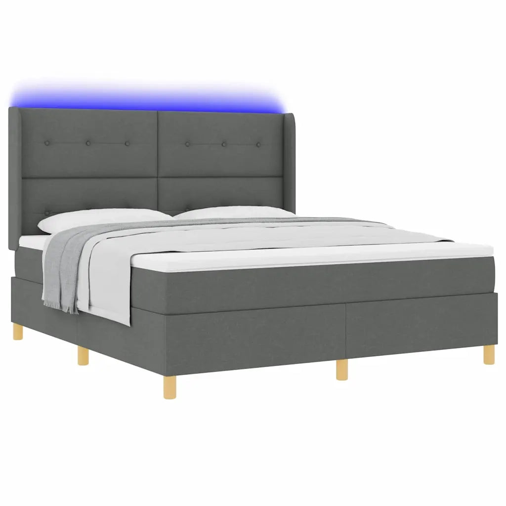 Letto a molle con strisce LED Grigio 180 x 200 cm Tessuto 3343708