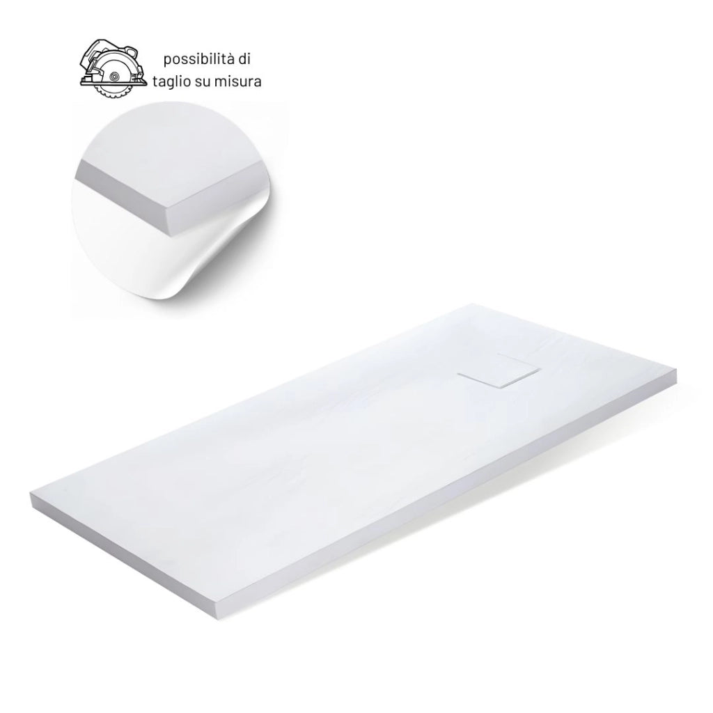 Piatto doccia bianco mineral marmo resina antiscivolo h4 cm *** misure l120 x p70 x h4 cm, confezione 1