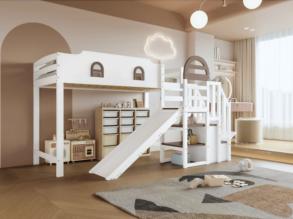 letto a castello legno massiccio e mdf bianco 90x200 cm